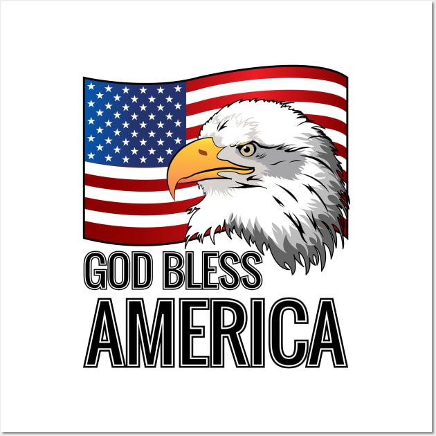 America Flag Bald Eagle God Bless America Wall Art by ZNOVANNA